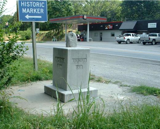 Three-state corner monument: Oklahoma, Arkansas, 
          at Southwest City, Mo.