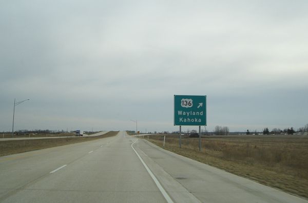 US 136 exit from Missouri 27 near Wayland