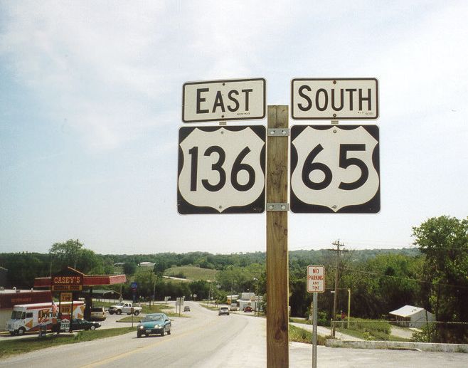 US 136 and US 65, concurrent in Princeton, Mo.