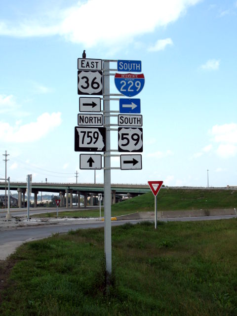 Four routes intersect near downtown St. Joseph, Mo.