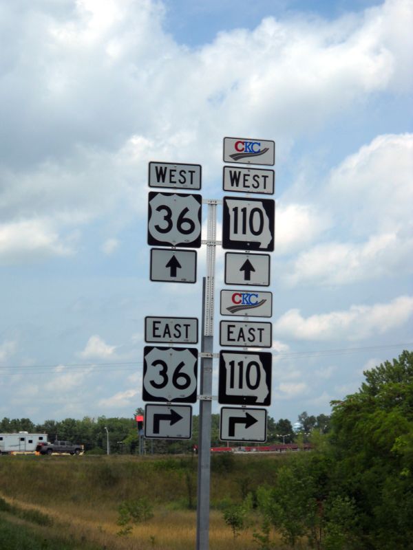 US 36/Missouri 110 at US 65 in Chillicothe (close-up)