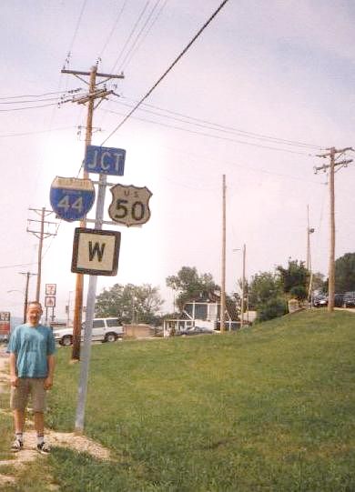 Old US 50 cutout marker, still in Eureka, Mo. in 1997