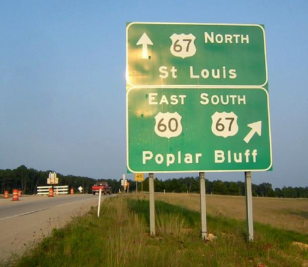 US 60 and US 67 junction in Poplar Bluff, Mo. (2005)