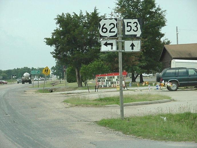 US 62 and Missouri 53 in Campbell