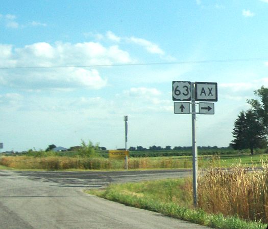 Unique Route AX at US 63 in Axtell, Mo.