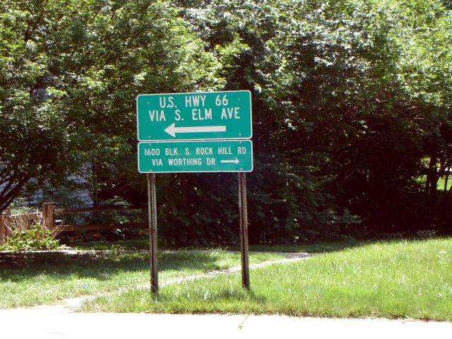 Destination sign to currently non-existent US 66 in Webster Groves, Mo.