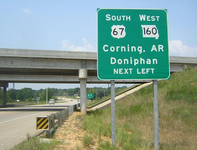 US 67 and Missouri 160 (should be US 160) in Poplar Bluff