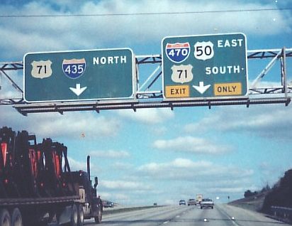 US 71 approach the Grandview Triangle interchange in Kansas City, Mo.