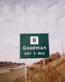 Exit to Goodman, Mo. with only Route B