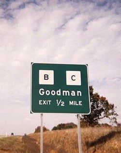 Exit to Goodman, Mo. with Route B and C