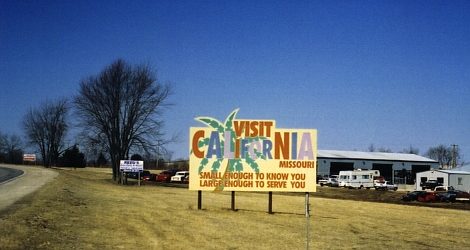 Closer view of the billboard for California, Mo.