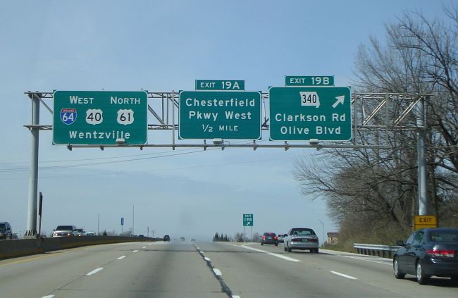 Interstate 64 (US 40/61) at Missouri 340 in Chesterfield