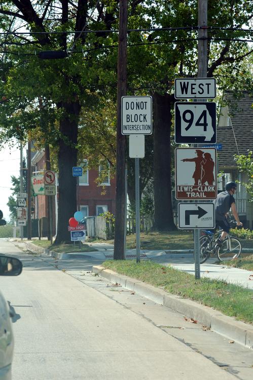 Yet another Lewis and Clark marker, seemingly pointing the wrong way on Missouri 94 in St. Charles