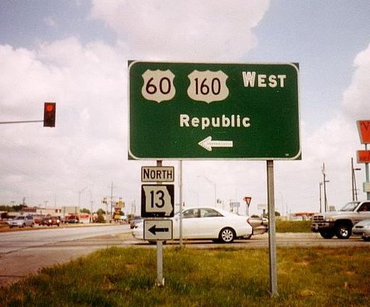 US 60 and US 160 sign in Springfield, MO