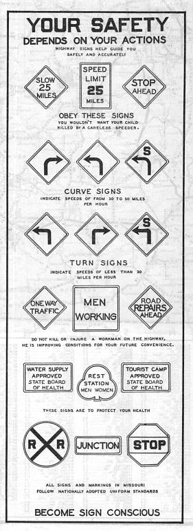 Inset in the 1938 official highway map for Missouri