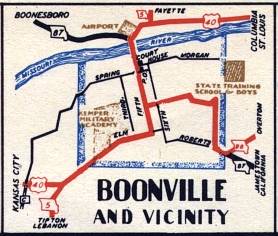 Section of 1948 official highway map for Missouri