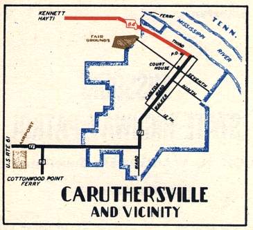 Section of 1948 official highway map for Missouri