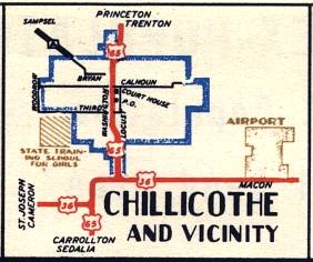 Section of 1948 official highway map for Missouri