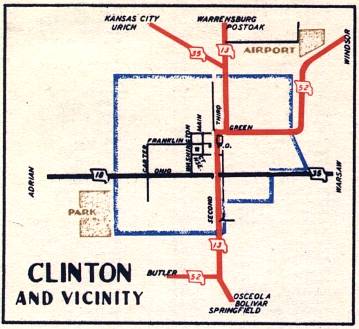 Section of 1948 official highway map for Missouri