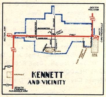 Section of 1948 official highway map for Missouri