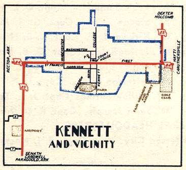 Section of 1948 official highway map for Missouri