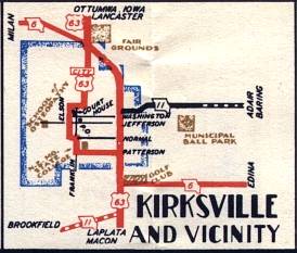 Section of 1948 official highway map for Missouri