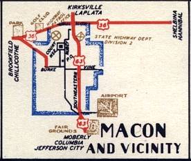 Section of 1948 official highway map for Missouri