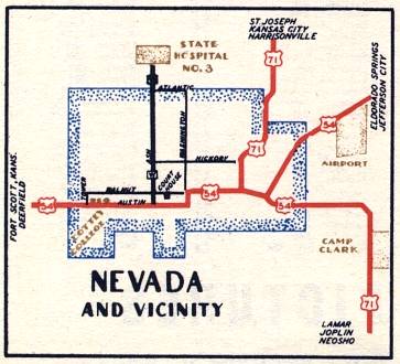 Section of 1948 official highway map for Missouri