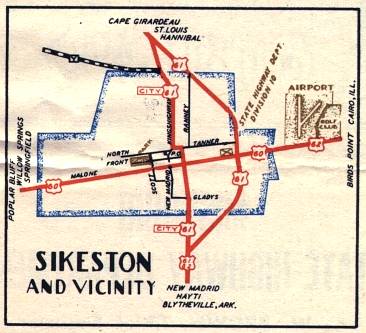 Section of 1948 official highway map for Missouri