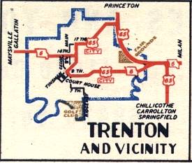 Section of 1948 official highway map for Missouri