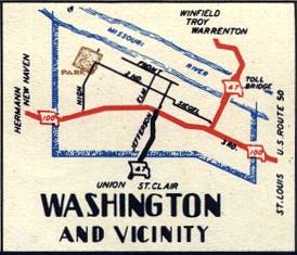 Section of 1948 official highway map for Missouri