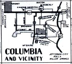 Inset map of Columbia, Mo. (1950)