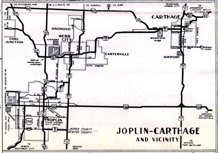 Inset map of Carthage and Joplin, Mo. (1950)