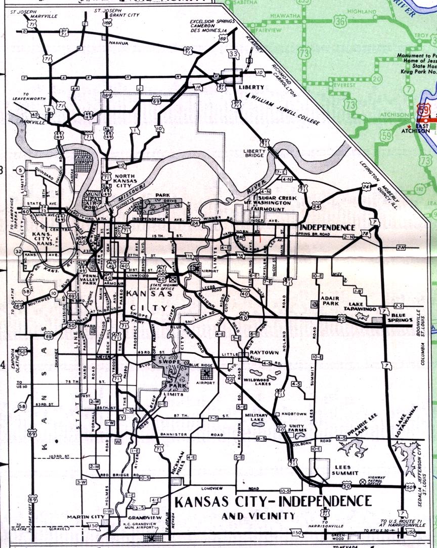 Inset map of Kansas City, Mo., including Independence (1950)