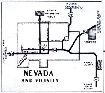 Inset map of Nevada, Mo. (1950)