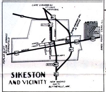 Inset map of Sikeston, Mo. (1950)