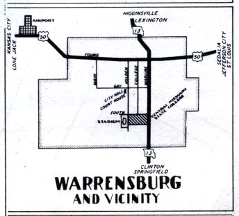 Inset map of Warrensburg, Mo. (1950)