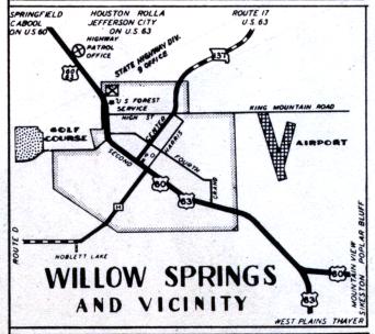 Inset map of Willow Springs, Mo. (1950)