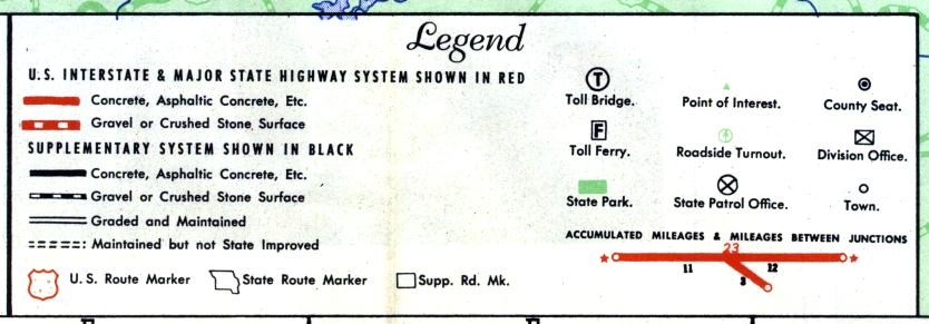 Legend for the 1950 official Missouri highway map