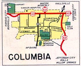 Inset map for Columbia, Mo. (1952)
