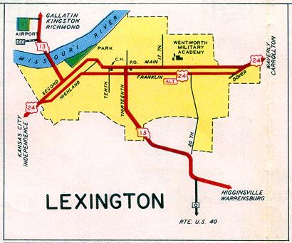 Inset map for Lexington, Mo. (1952)