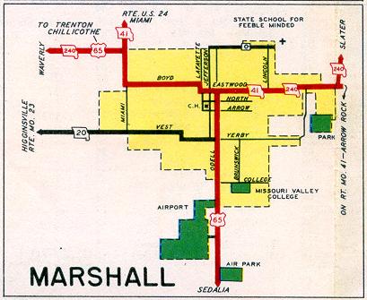 Inset map for Marshall, Mo. (1952)