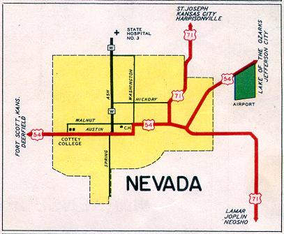 Inset map for Nevada, Mo. (1952)