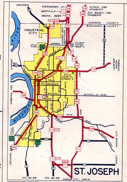 Inset map for St. Joseph, Mo. (1952)
