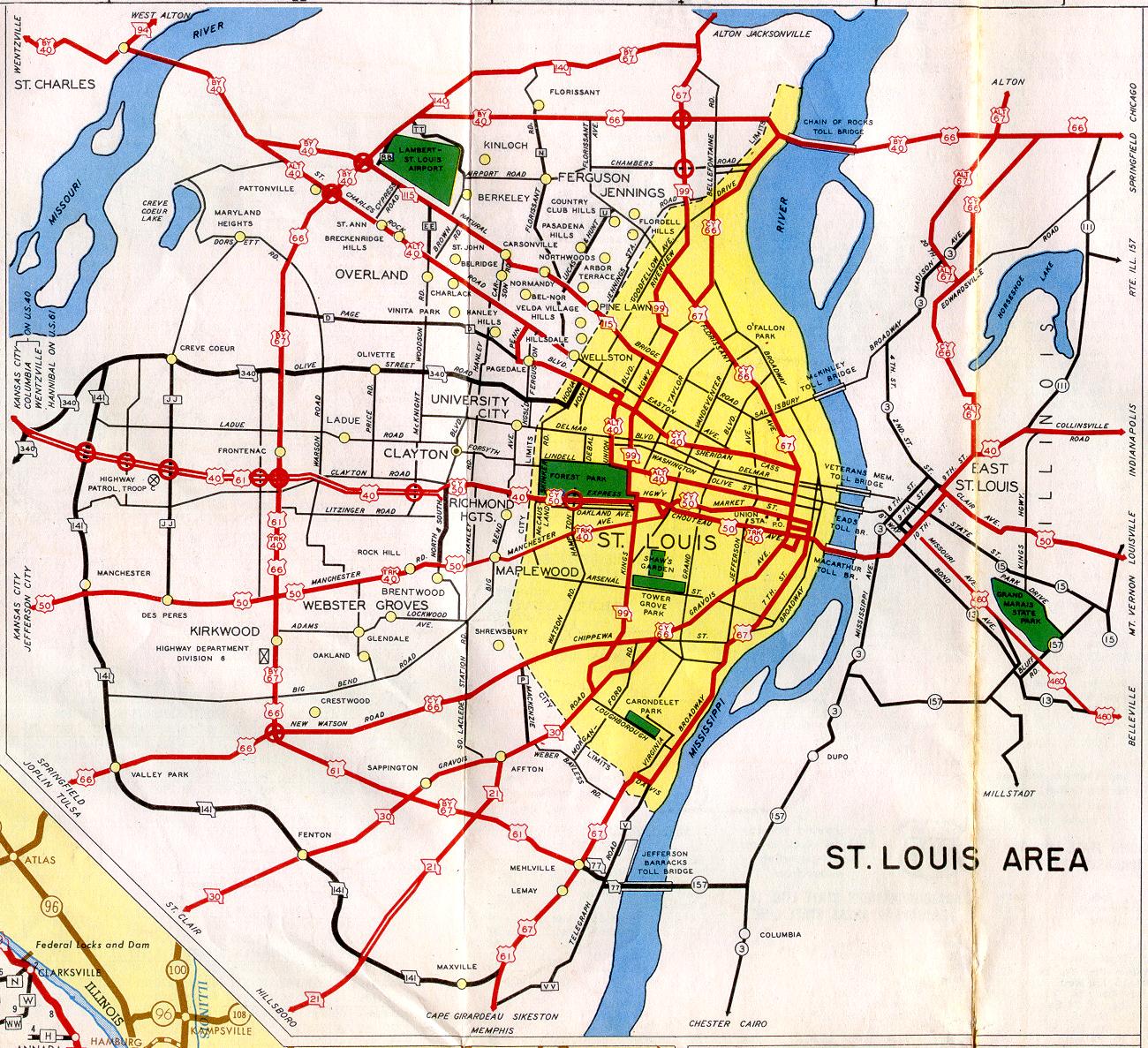 Inset map for St. Louis, Mo. (1952)