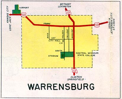 Inset map for Warrensburg, Mo. (1952)