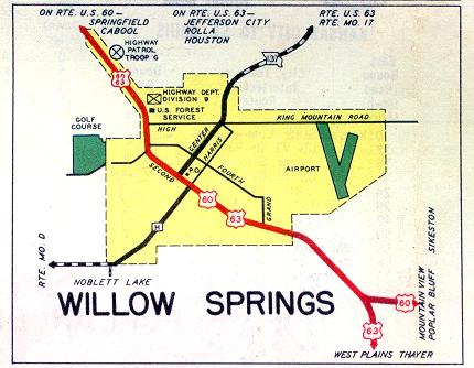 Inset map for Willow Springs, Mo. (1952)