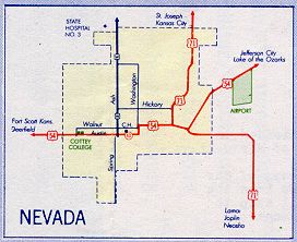 Inset map for Nevada, Mo. (1957)