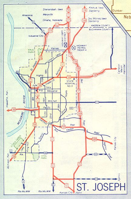 Inset map for St. Joseph, Mo. (1957)