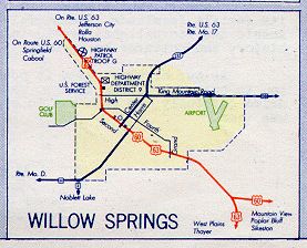Inset map for Willow Springs, Mo. (1957)